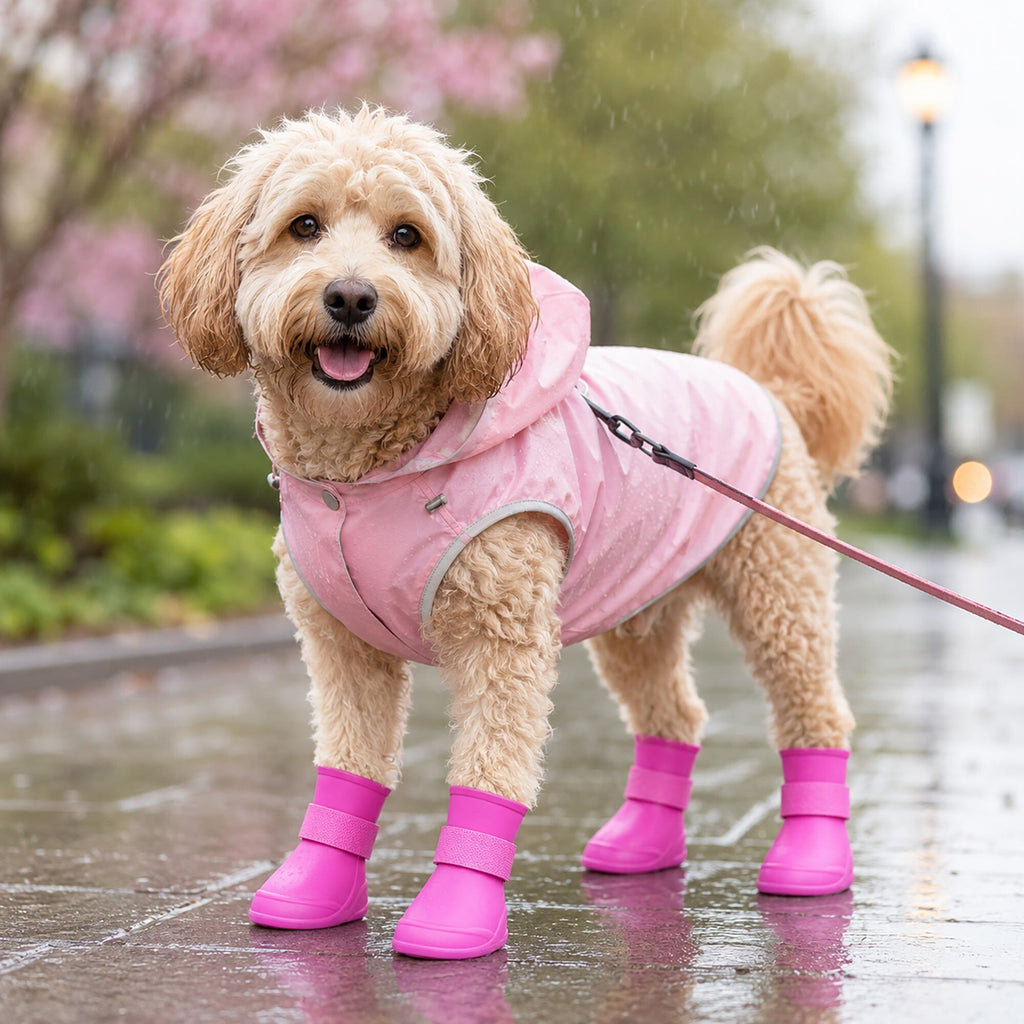 Pet Life ® Elastic Protective Multi-Usage All-Terrain Rubberized Dog Shoes - Set of 4