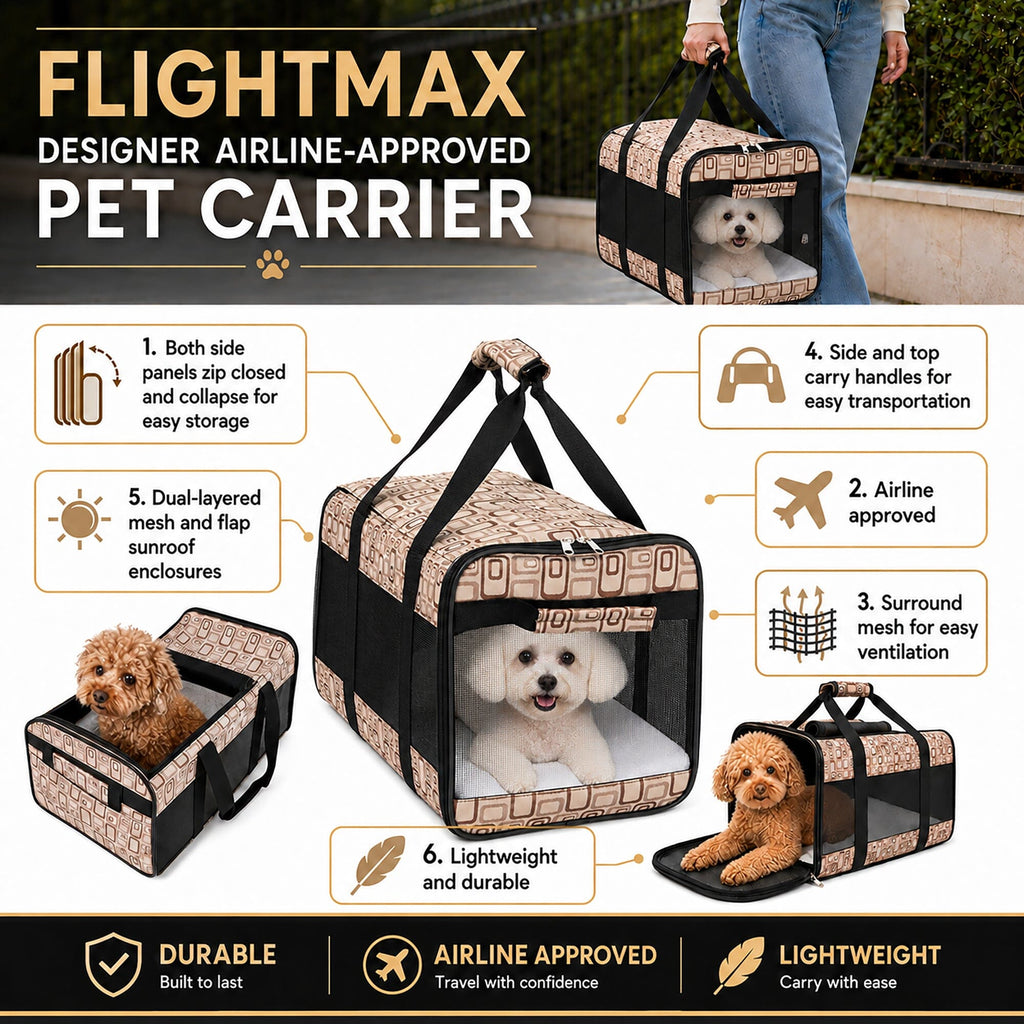 Pet Life ® 'Flightmax' Airline Approved Collapsible Folding Travel Pet Dog Carrier