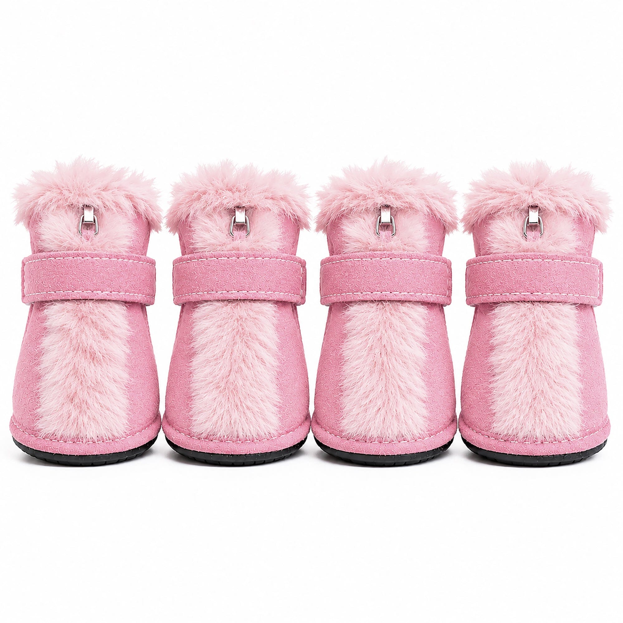Pet Life ® Fur-Comfort 3M Insulated Fashion Fur and Suede Winter Dog Shoes Boots - Set of 4