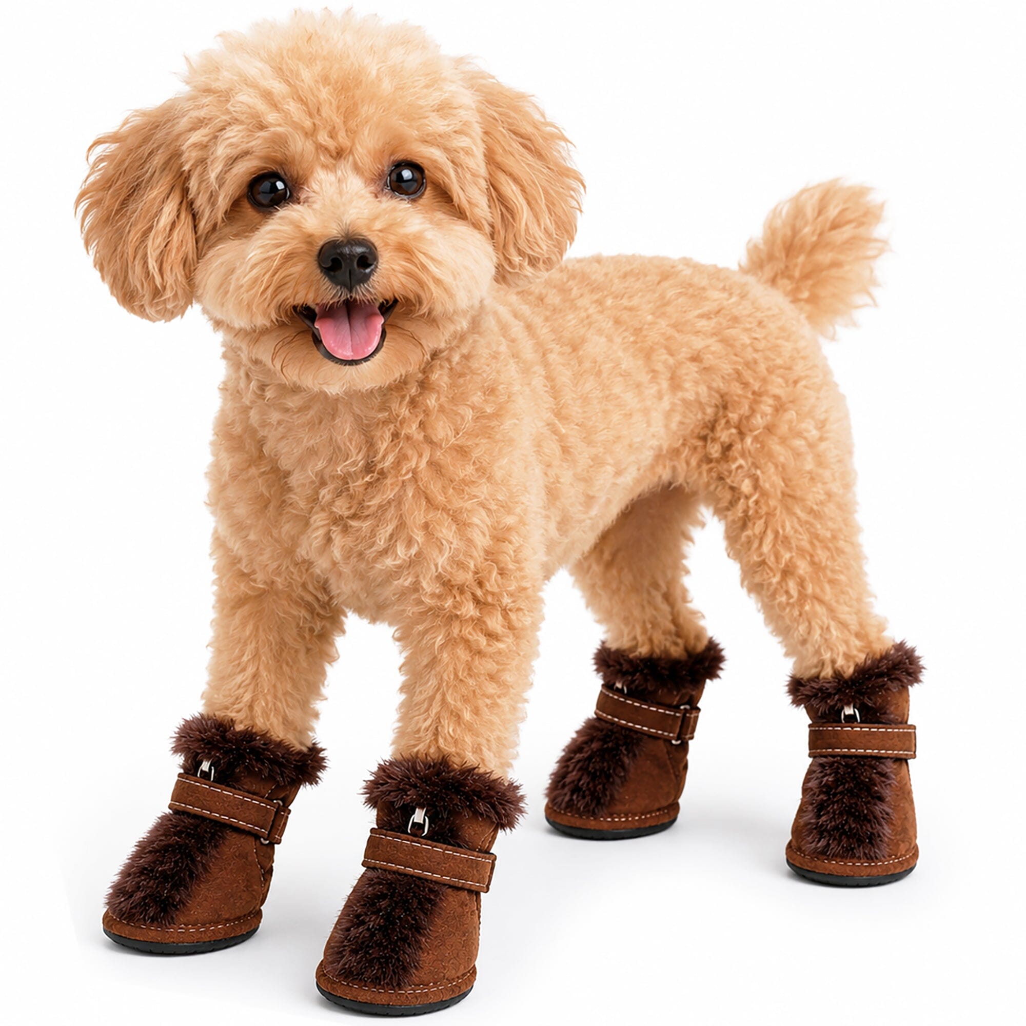 Pet Life ® Fur-Comfort 3M Insulated Fashion Fur and Suede Winter Dog Shoes Boots - Set of 4