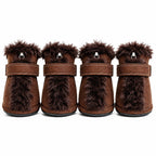 Pet Life ® Fur-Comfort 3M Insulated Fashion Fur and Suede Winter Dog Shoes Boots - Set of 4