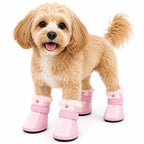 Pet Life ® Fur-Comfort 3M Insulated Fashion Fur and Suede Winter Dog Shoes Boots - Set of 4