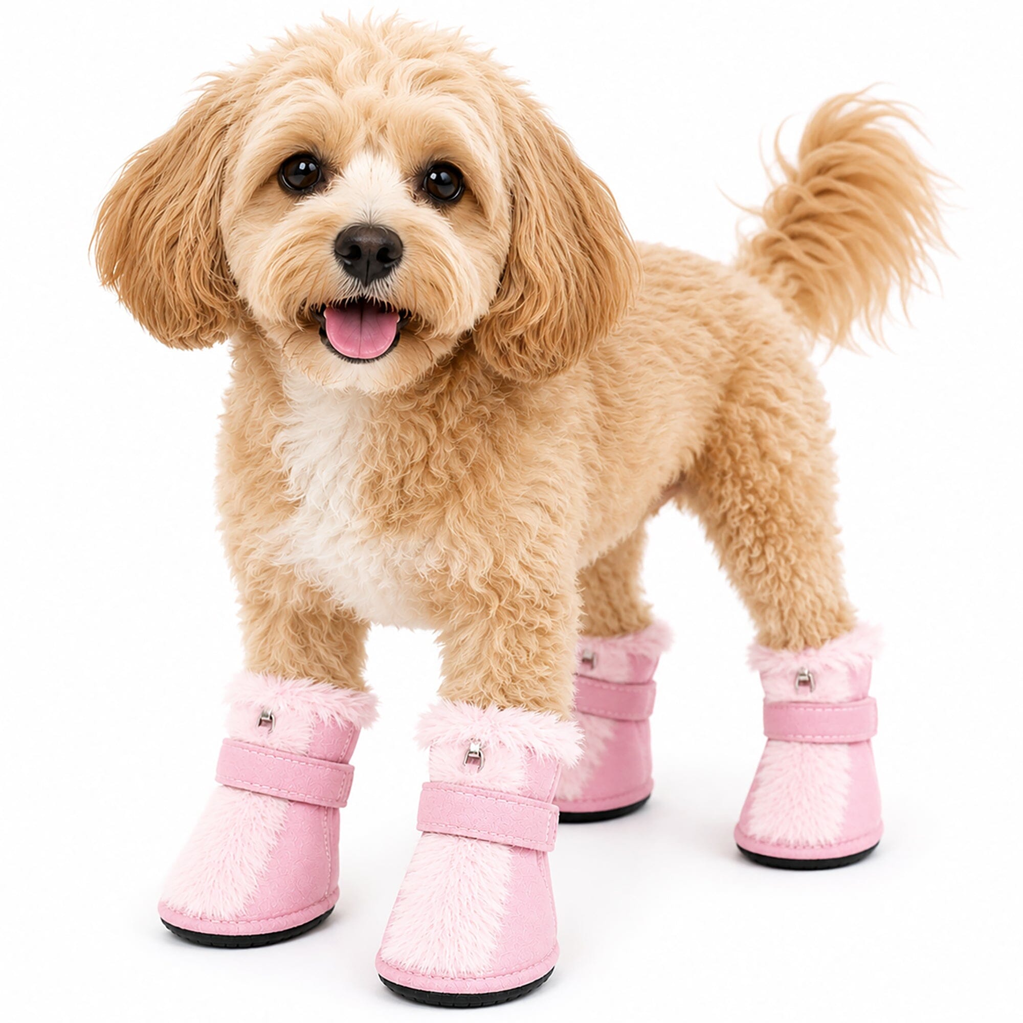 Pet Life ® Fur-Comfort 3M Insulated Fashion Fur and Suede Winter Dog Shoes Boots - Set of 4