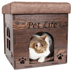 Pet Life ® 'Kitty Kallapse' Collapsible Folding Kitty Cat House Tree Bed Ottoman Bench Furniture