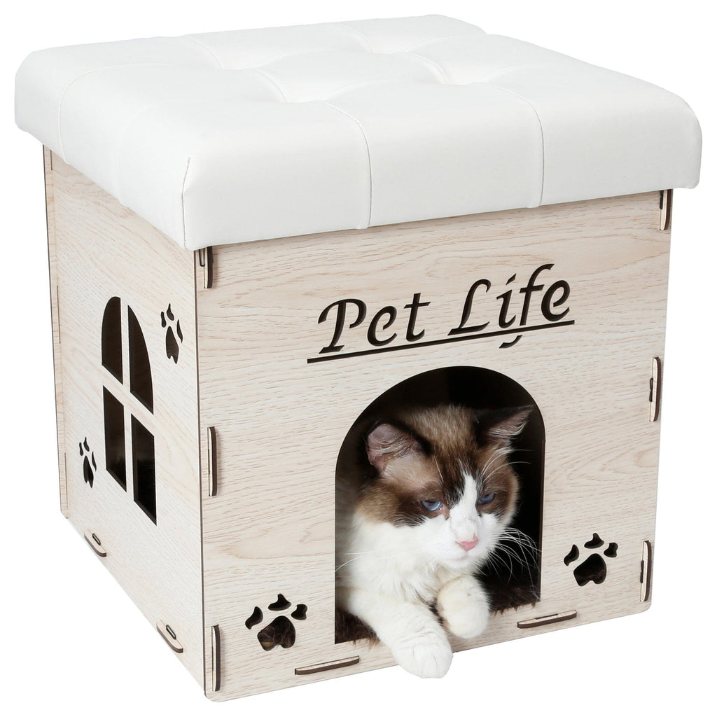 Pet Life ® 'Kitty Kallapse' Collapsible Folding Kitty Cat House Tree Bed Ottoman Bench Furniture