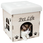Pet Life ® 'Kitty Kallapse' Collapsible Folding Kitty Cat House Tree Bed Ottoman Bench Furniture
