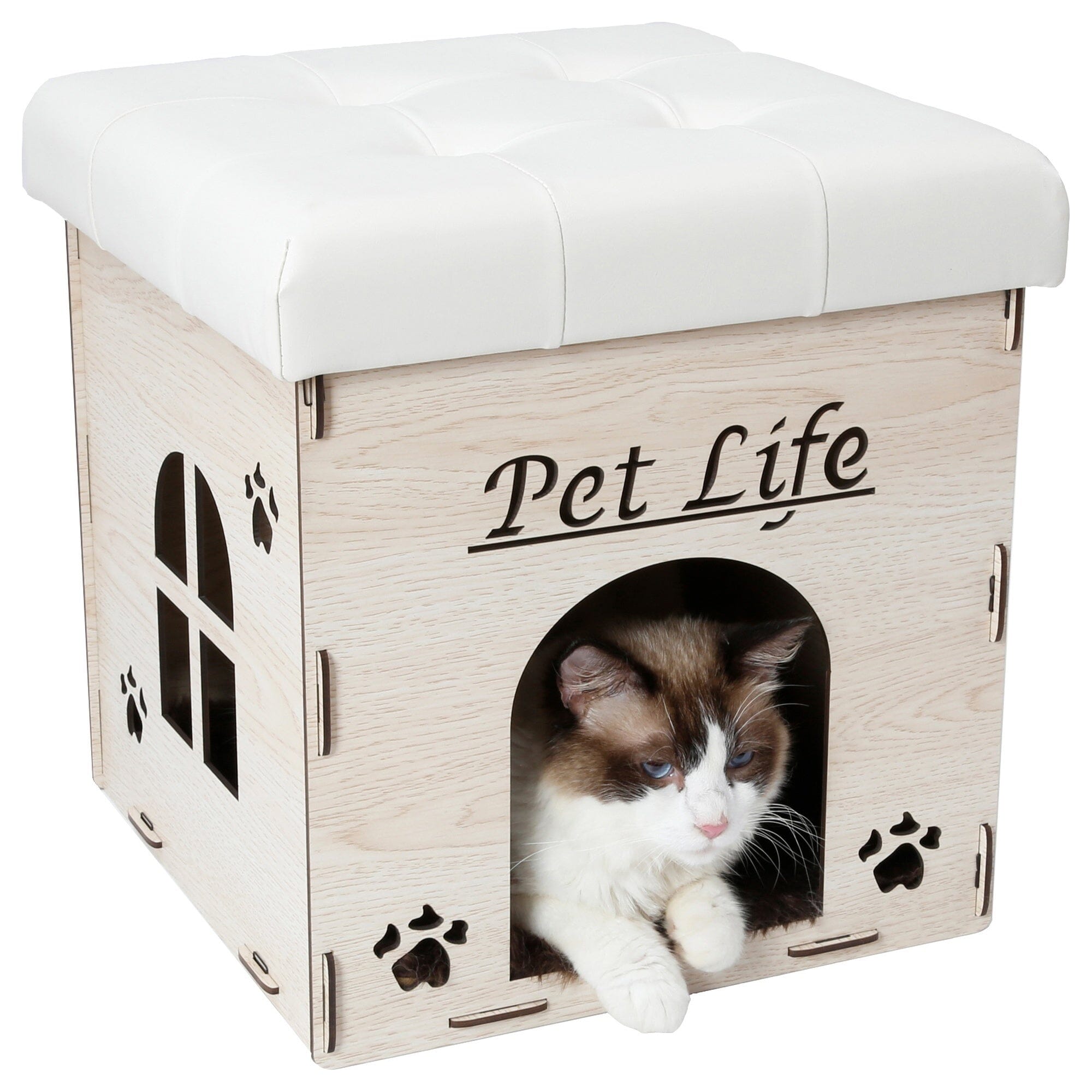 Pet Life ® 'Kitty Kallapse' Collapsible Folding Kitty Cat House Tree Bed Ottoman Bench Furniture