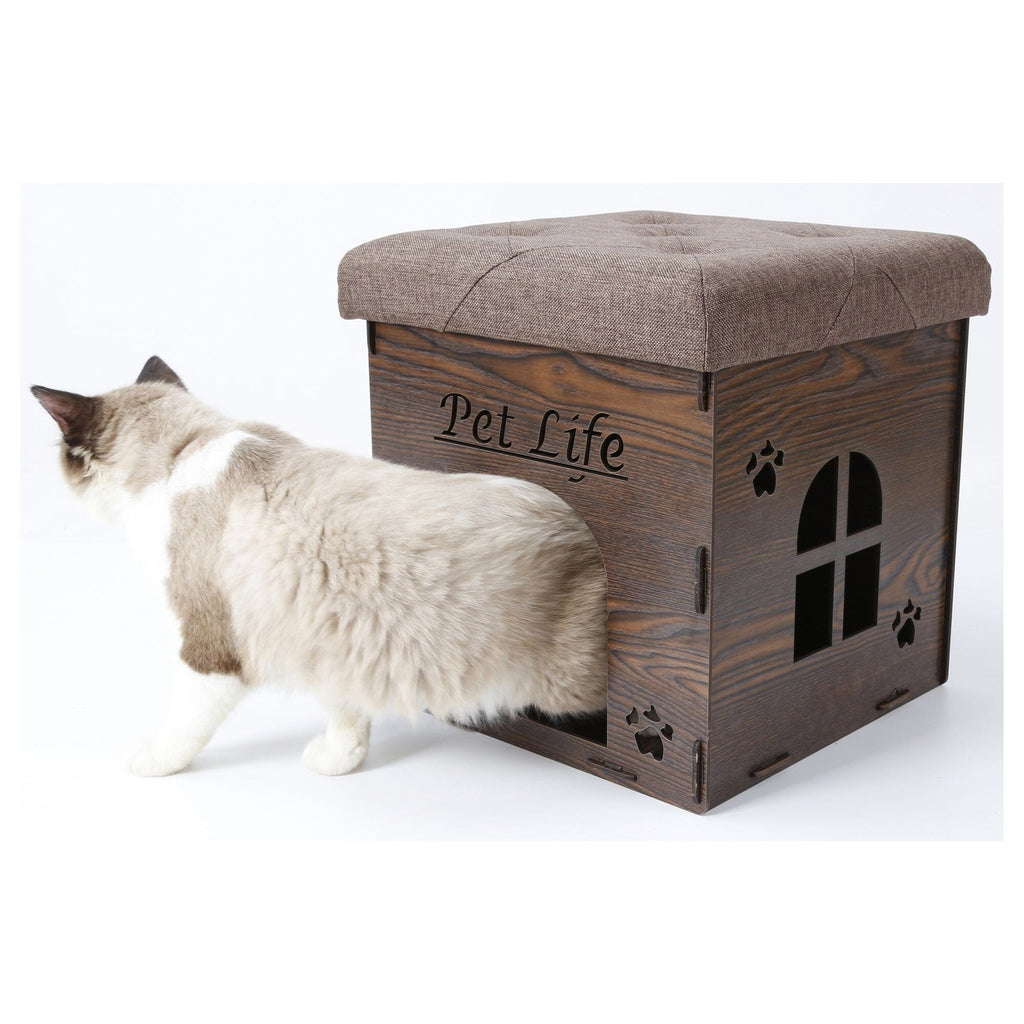 Pet Life ® 'Kitty Kallapse' Collapsible Folding Kitty Cat House Tree Bed Ottoman Bench Furniture