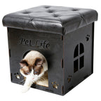 Pet Life ® 'Kitty Kallapse' Collapsible Folding Kitty Cat House Tree Bed Ottoman Bench Furniture