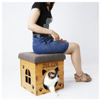 Pet Life ® 'Kitty Kallapse' Collapsible Folding Kitty Cat House Tree Bed Ottoman Bench Furniture