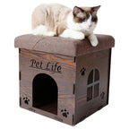 Pet Life ® 'Kitty Kallapse' Collapsible Folding Kitty Cat House Tree Bed Ottoman Bench Furniture