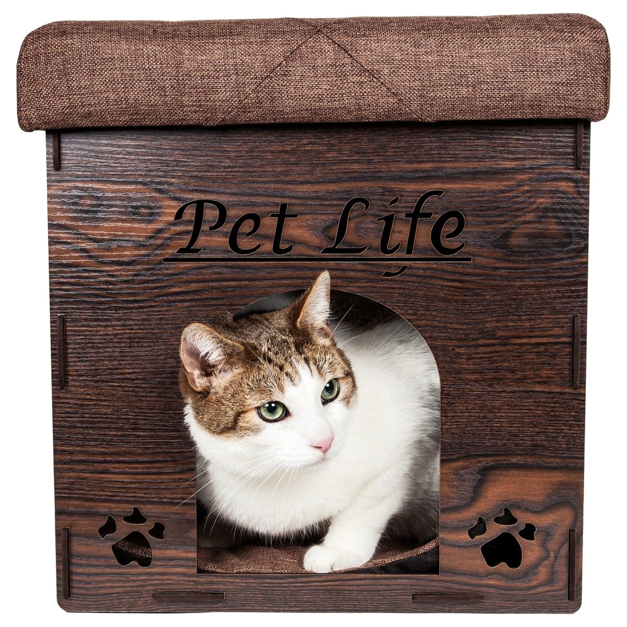 Pet Life ® 'Kitty Kallapse' Collapsible Folding Kitty Cat House Tree Bed Ottoman Bench Furniture
