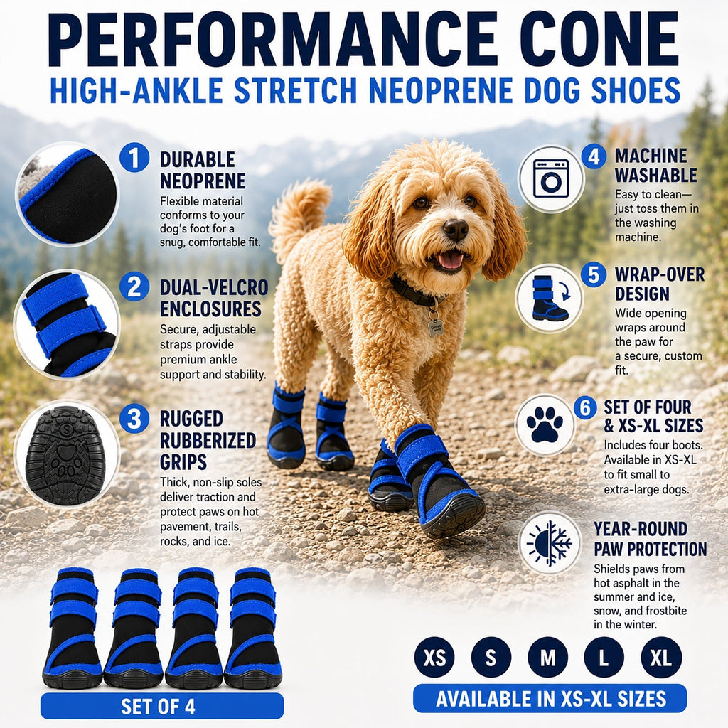 Pet Life ® 'Performance-Coned' Premium Stretch High Ankle Support Dog Shoes - Set Of 4
