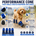 Pet Life ® 'Performance-Coned' Premium Stretch High Ankle Support Dog Shoes - Set Of 4