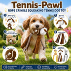 Pet Life ® 'Tennis Pawl' Rope  Squeaker and Crinkle Tennis Dog Toy