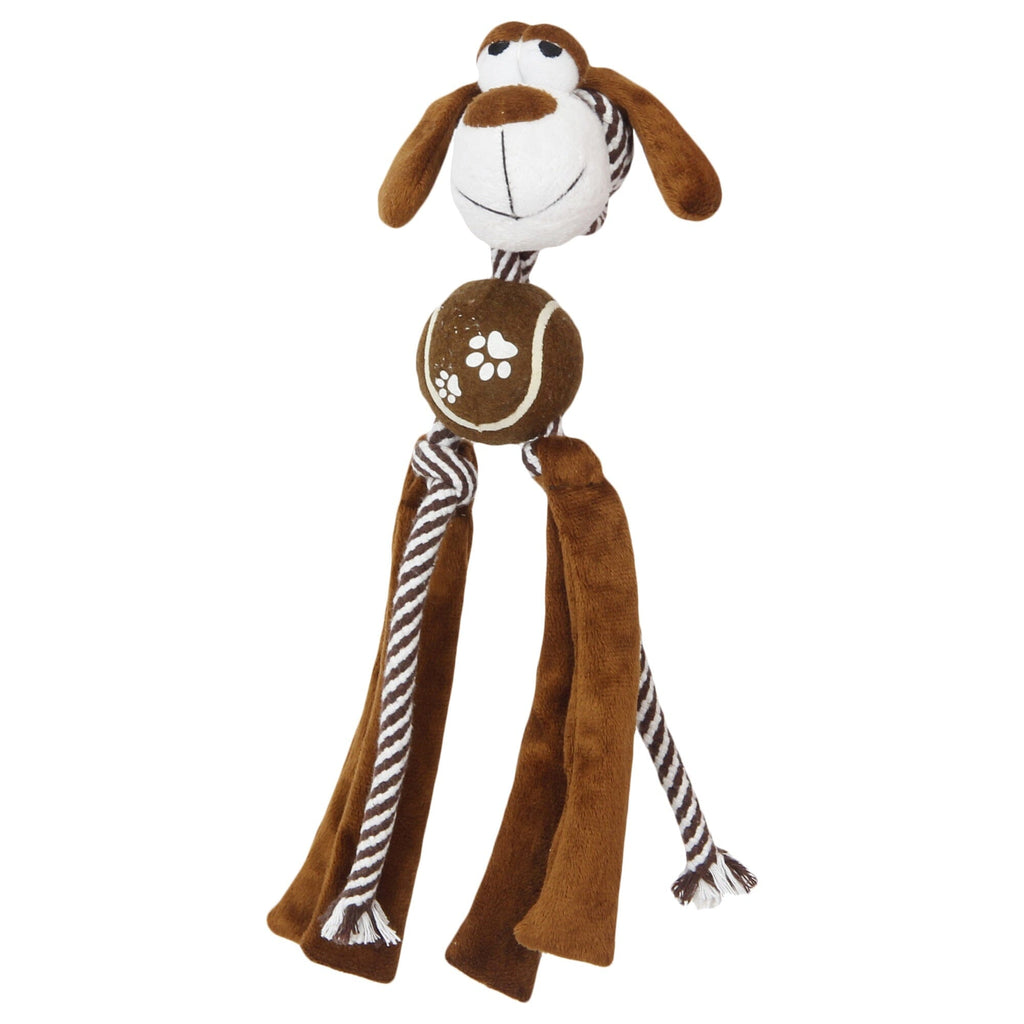 Pet Life ® 'Tennis Pawl' Rope  Squeaker and Crinkle Tennis Dog Toy