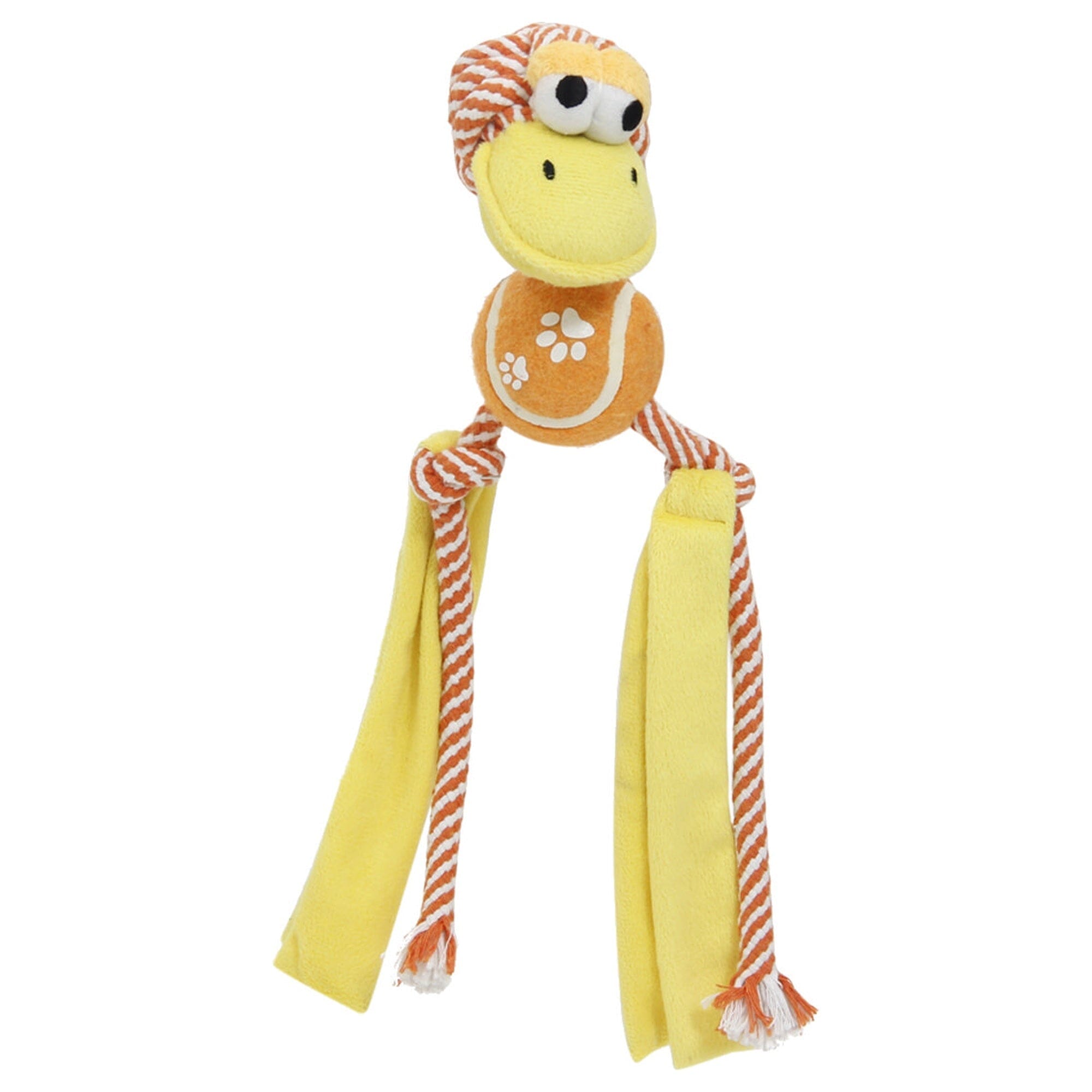 Pet Life ® 'Tennis Pawl' Rope  Squeaker and Crinkle Tennis Dog Toy