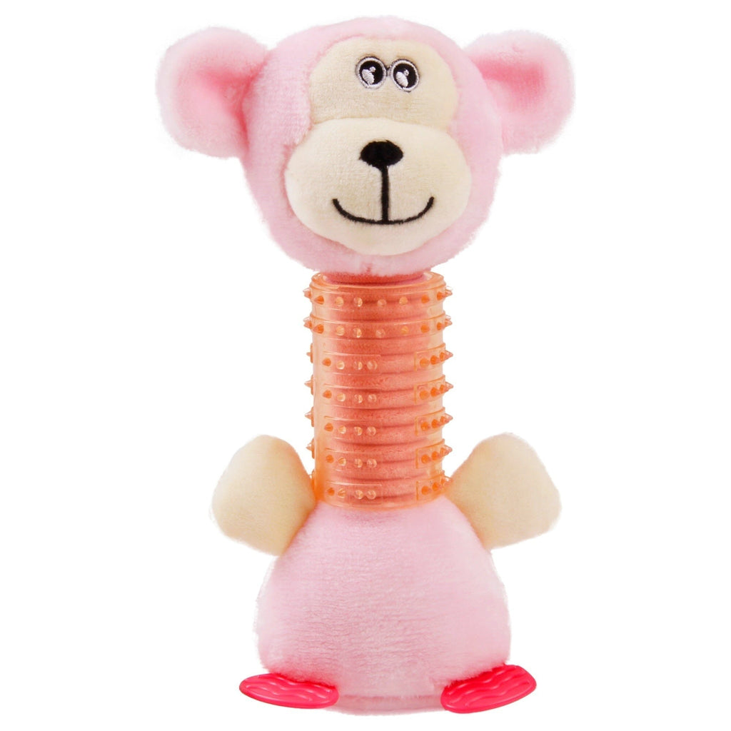 Pet Life ® Totty-Chew' Plush and Rubber Squeaking Newborn Teething Cat and Dog Toy