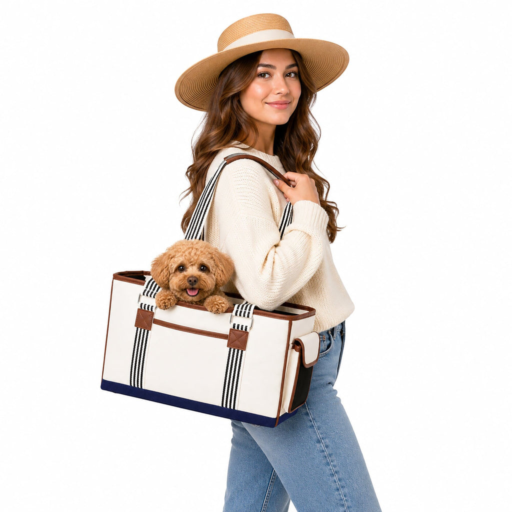 Pet Life ® 'Yacht Polo' Designer Travel Fashion Pet Dog Carrier w/ Pouch