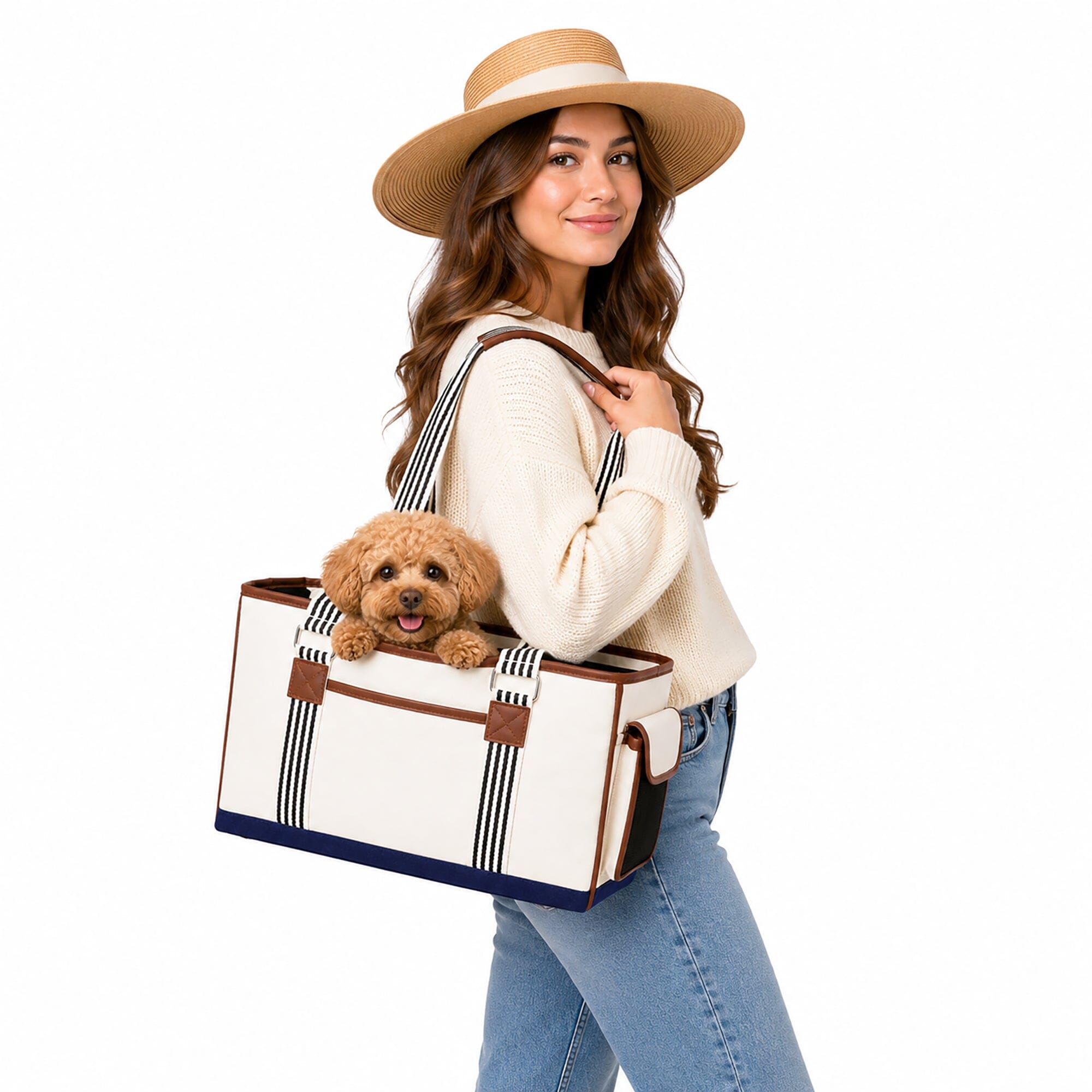 Pet Life ® 'Yacht Polo' Designer Travel Fashion Pet Dog Carrier w/ Pouch