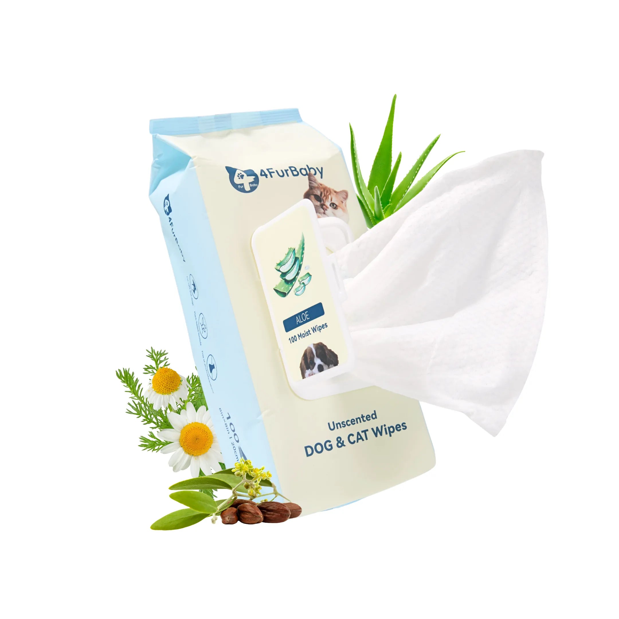 4FurBaby Dog & Cat Grooming Wipes, Plant-Based, Hypoallergenic, 400 Count