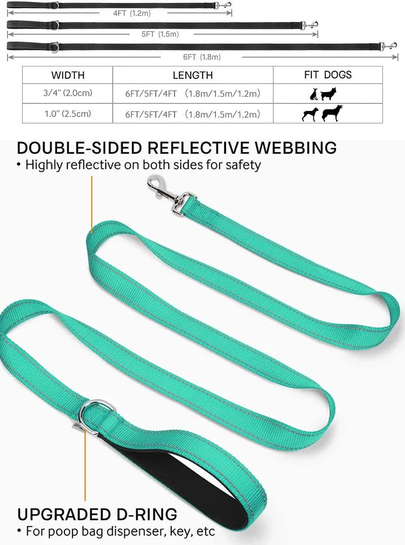 Reflective Pet Leash | Adjustable Polyester Lead Strap for Dogs and Cats