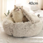 Pink Round Plush Warm Cat Bed Pet