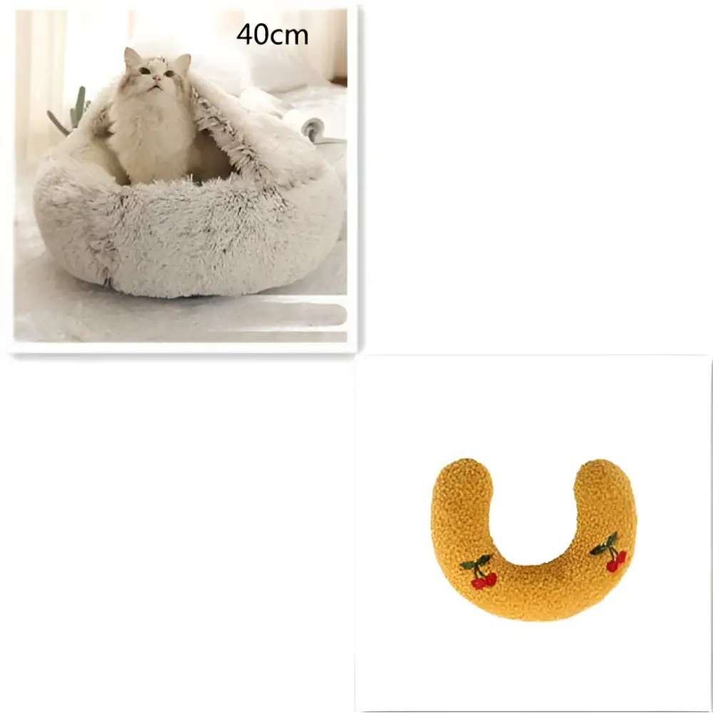 Pink Round Plush Warm Cat Bed Pet