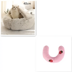 Pink Round Plush Warm Cat Bed Pet
