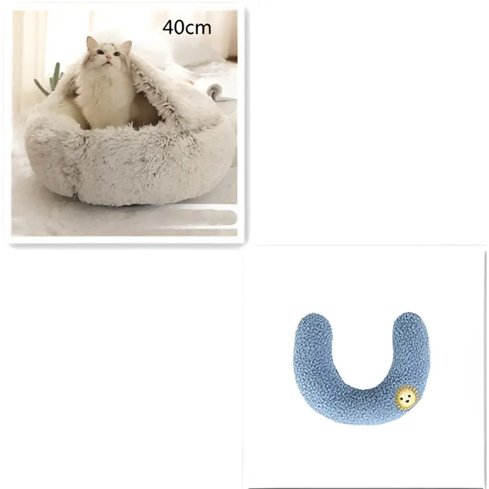 Pink Round Plush Warm Cat Bed Pet