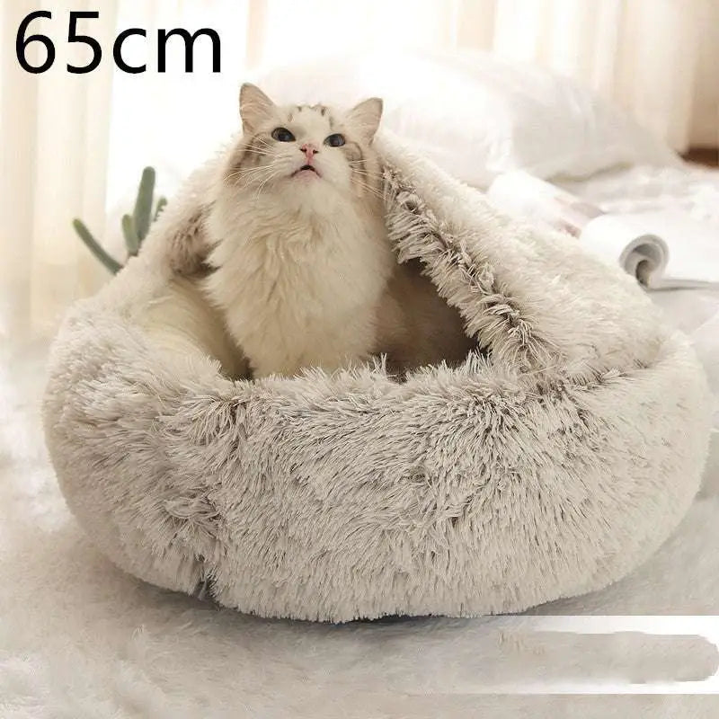 Pink Round Plush Warm Cat Bed Pet
