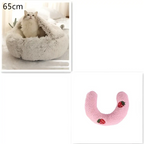 Pink Round Plush Warm Cat Bed Pet