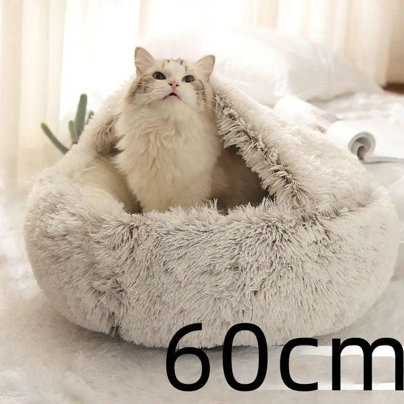 Pink Round Plush Warm Cat Bed Pet