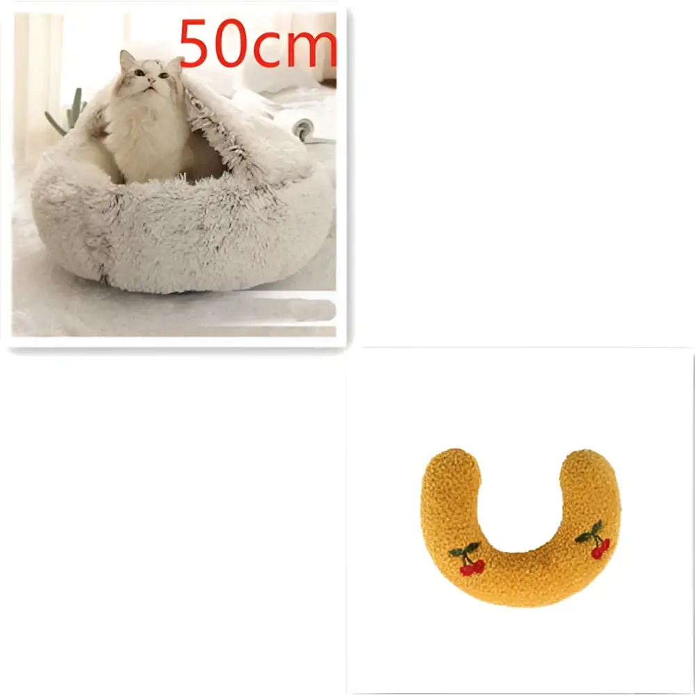 Pink Round Plush Warm Cat Bed Pet