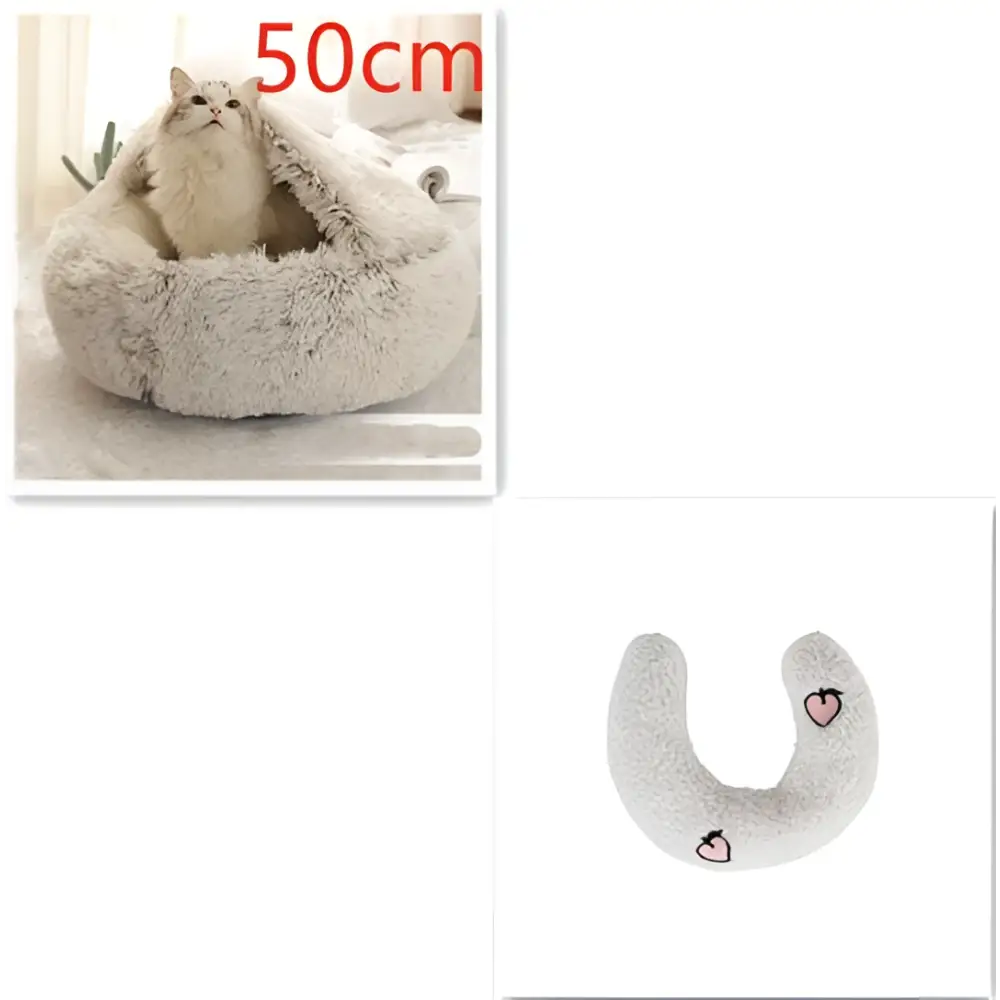 Pink Round Plush Warm Cat Bed Pet