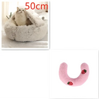 Pink Round Plush Warm Cat Bed Pet