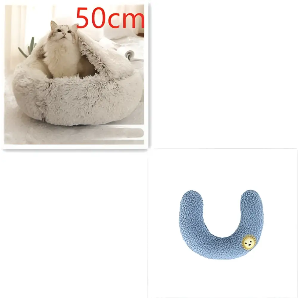 Pink Round Plush Warm Cat Bed Pet