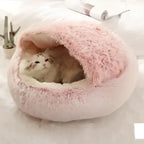Pink Round Plush Warm Cat Bed Pet