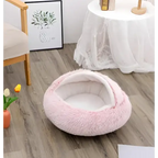 Pink Round Plush Warm Cat Bed Pet