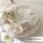 Pink Round Plush Warm Cat Bed Pet