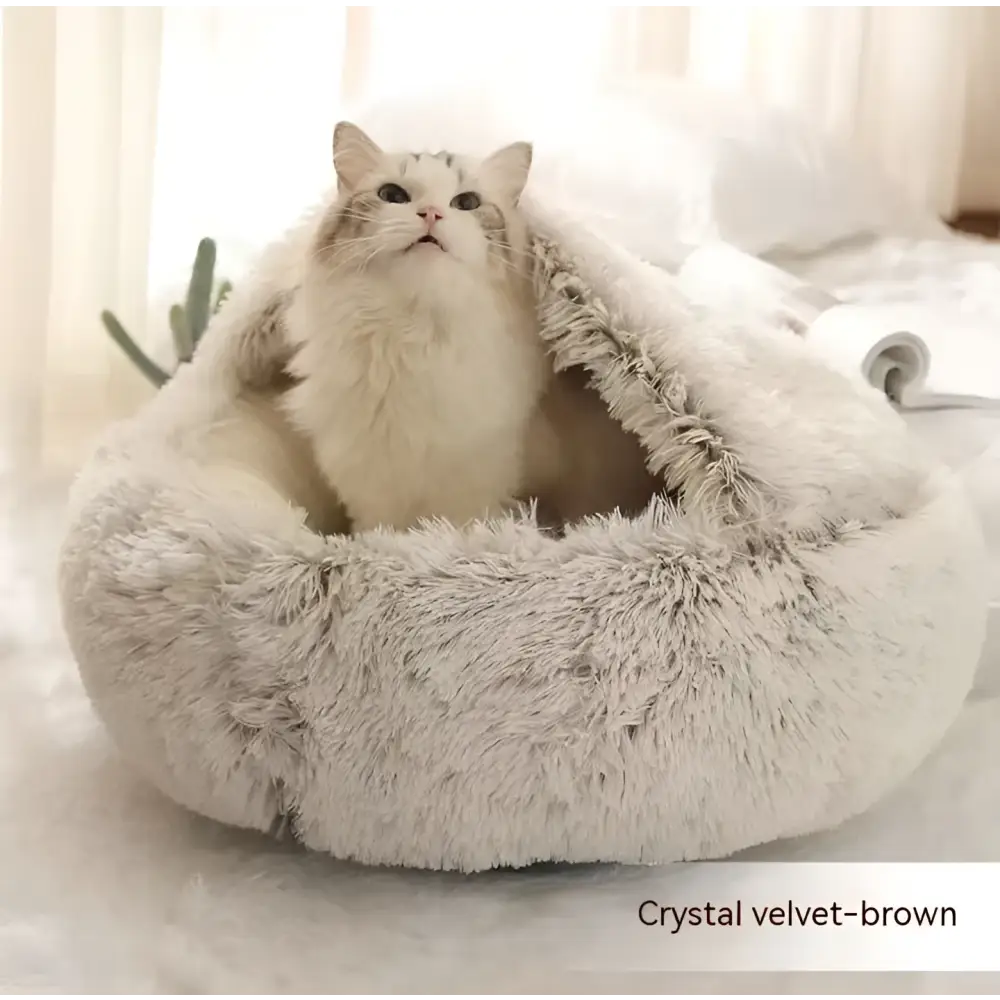 Pink Round Plush Warm Cat Bed Pet