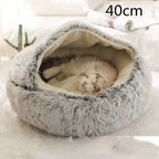 Pink Round Plush Warm Cat Bed Pet