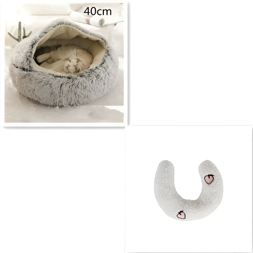 Pink Round Plush Warm Cat Bed Pet