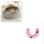 Pink Round Plush Warm Cat Bed Pet