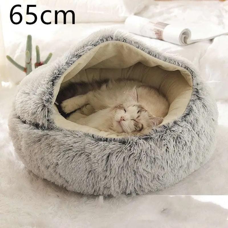 Pink Round Plush Warm Cat Bed Pet