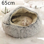 Pink Round Plush Warm Cat Bed Pet