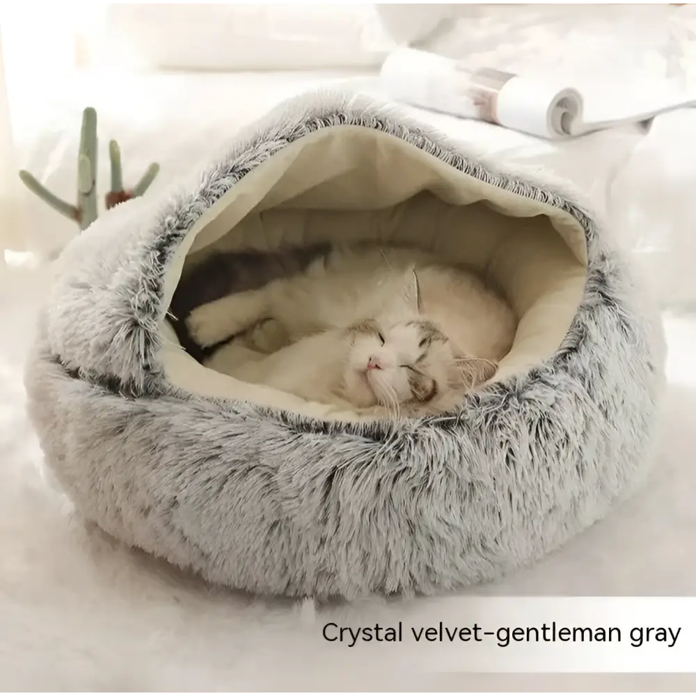 Pink Round Plush Warm Cat Bed Pet