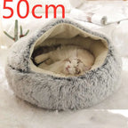 Pink Round Plush Warm Cat Bed Pet