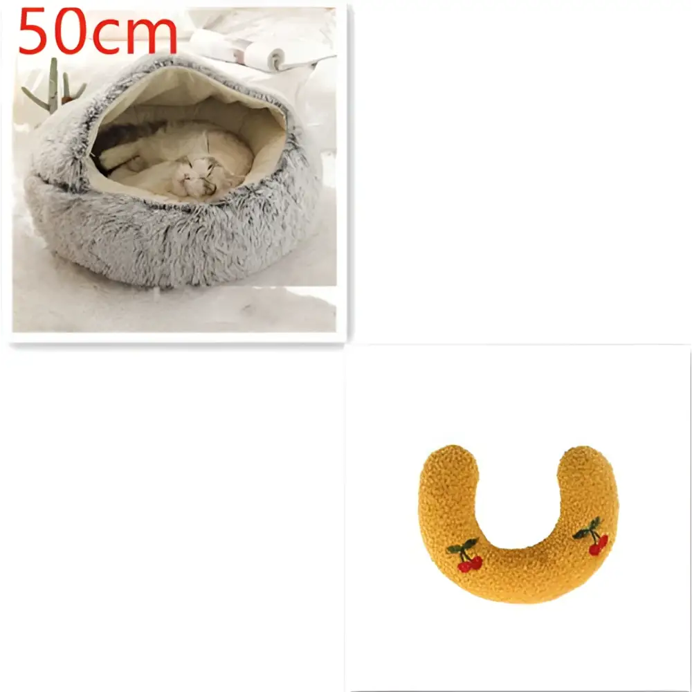 Pink Round Plush Warm Cat Bed Pet