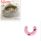Pink Round Plush Warm Cat Bed Pet